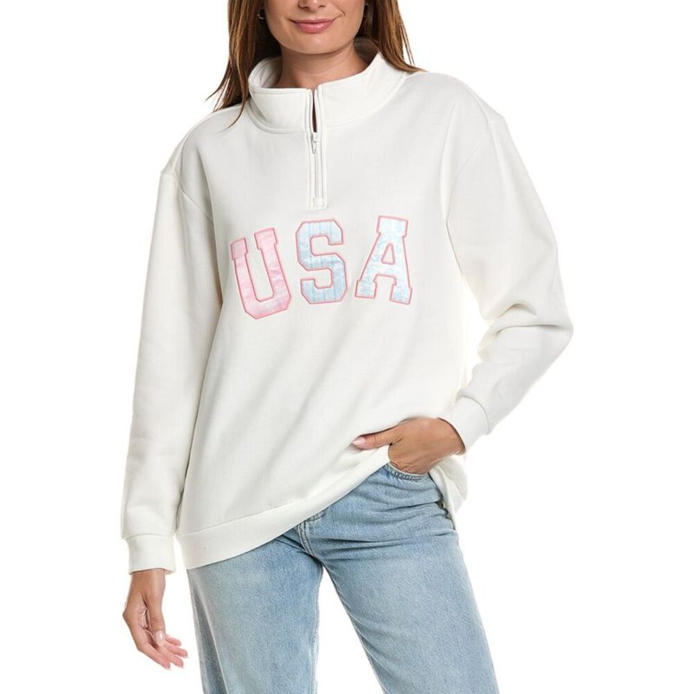 Vintage Havana Womens Fleece Quarter Zip Pullover, White